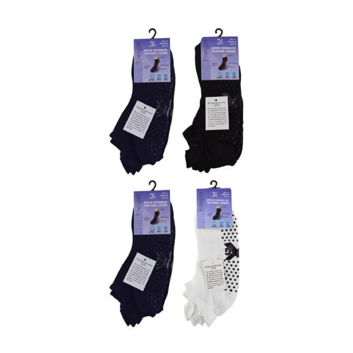 12 Pack Mens Trainer Socks with Grips for Yoga