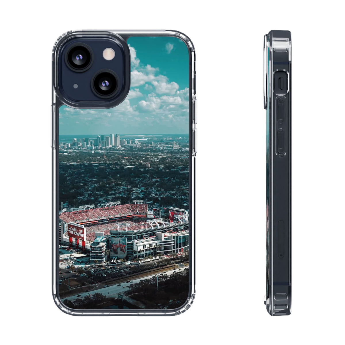 Tampa Bay Raymond James Stadium Clear Phone Case — Aerial City Stadium Design