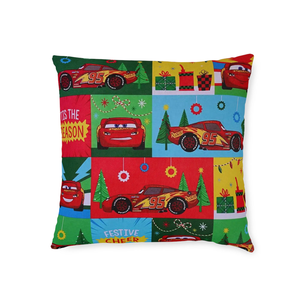 Cars Lightning McQueen Holiday Throw Pillow — Festive Kids Christmas Decor