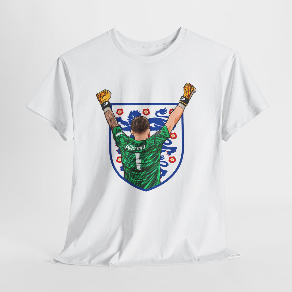 Pickford England Number 1 Goalkeeper Graphic Tee — Victory Pose Jersey Design