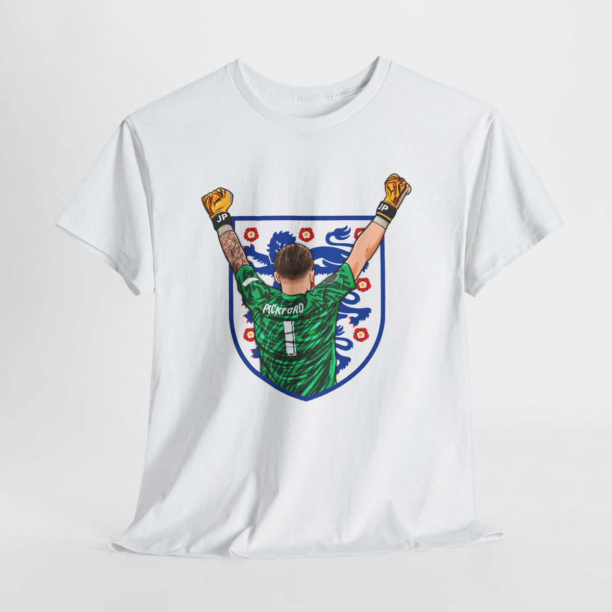 Pickford England Number 1 Goalkeeper Graphic Tee — Victory Pose Jersey Design