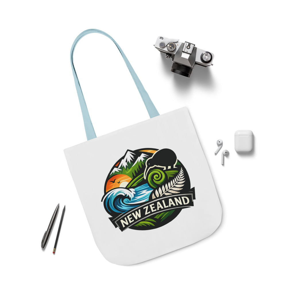 New Zealand Scenic Tote Bag — Kiwi, Mountains & Waves Canvas Tote