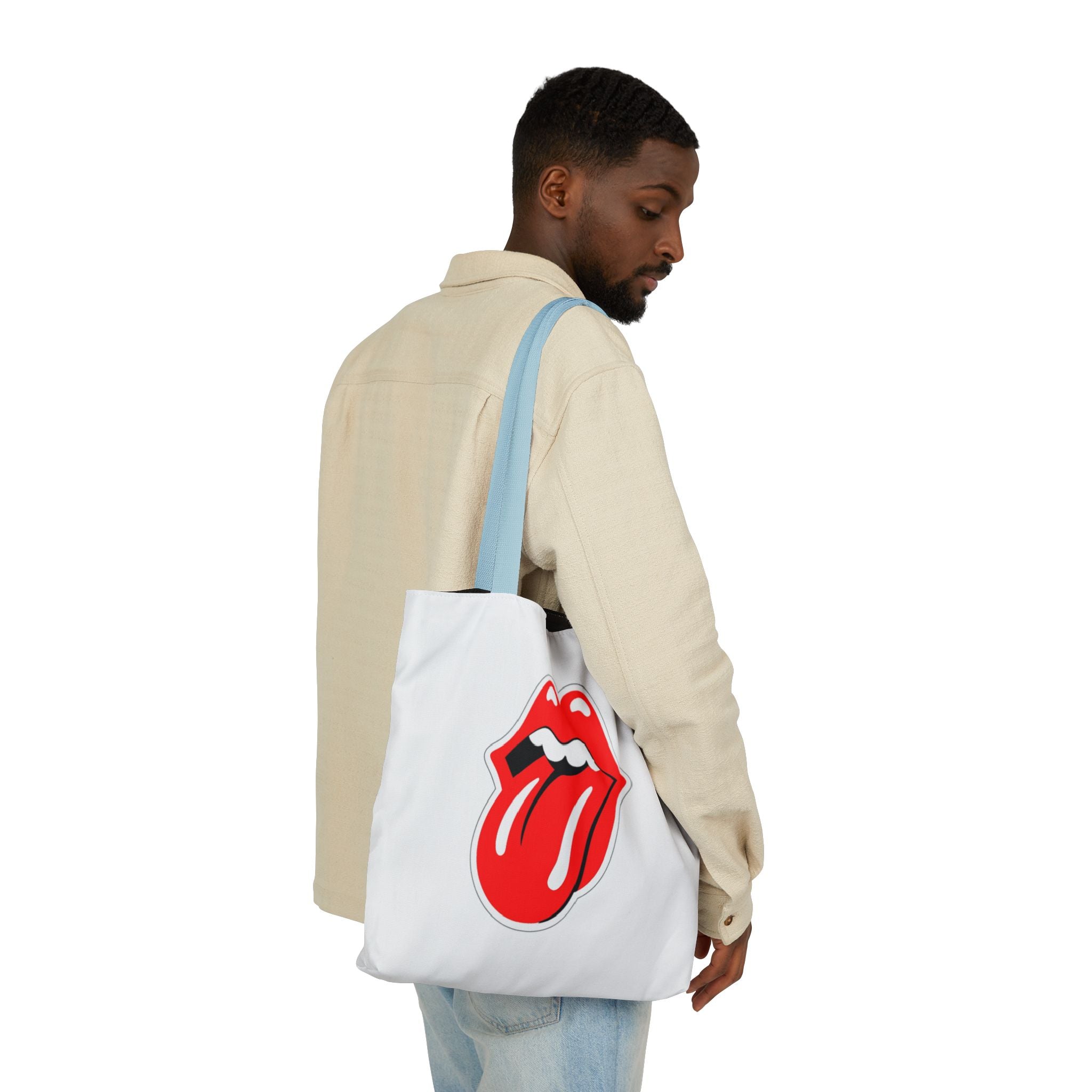 Rock & Roll Tongue Canvas Tote Bag — Retro Lip Graphic