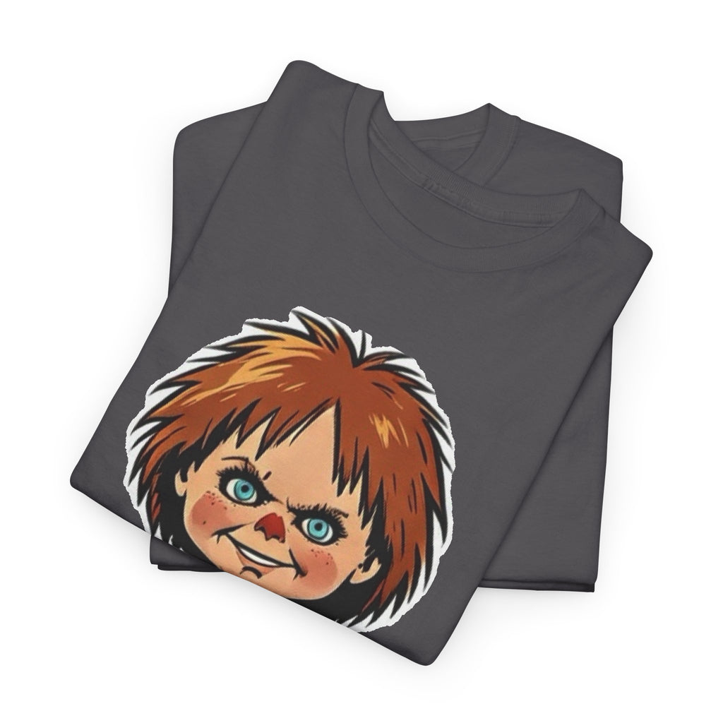 Horror Doll Knife Tee — Creepy Chucky-Inspired Graphic T-Shirt