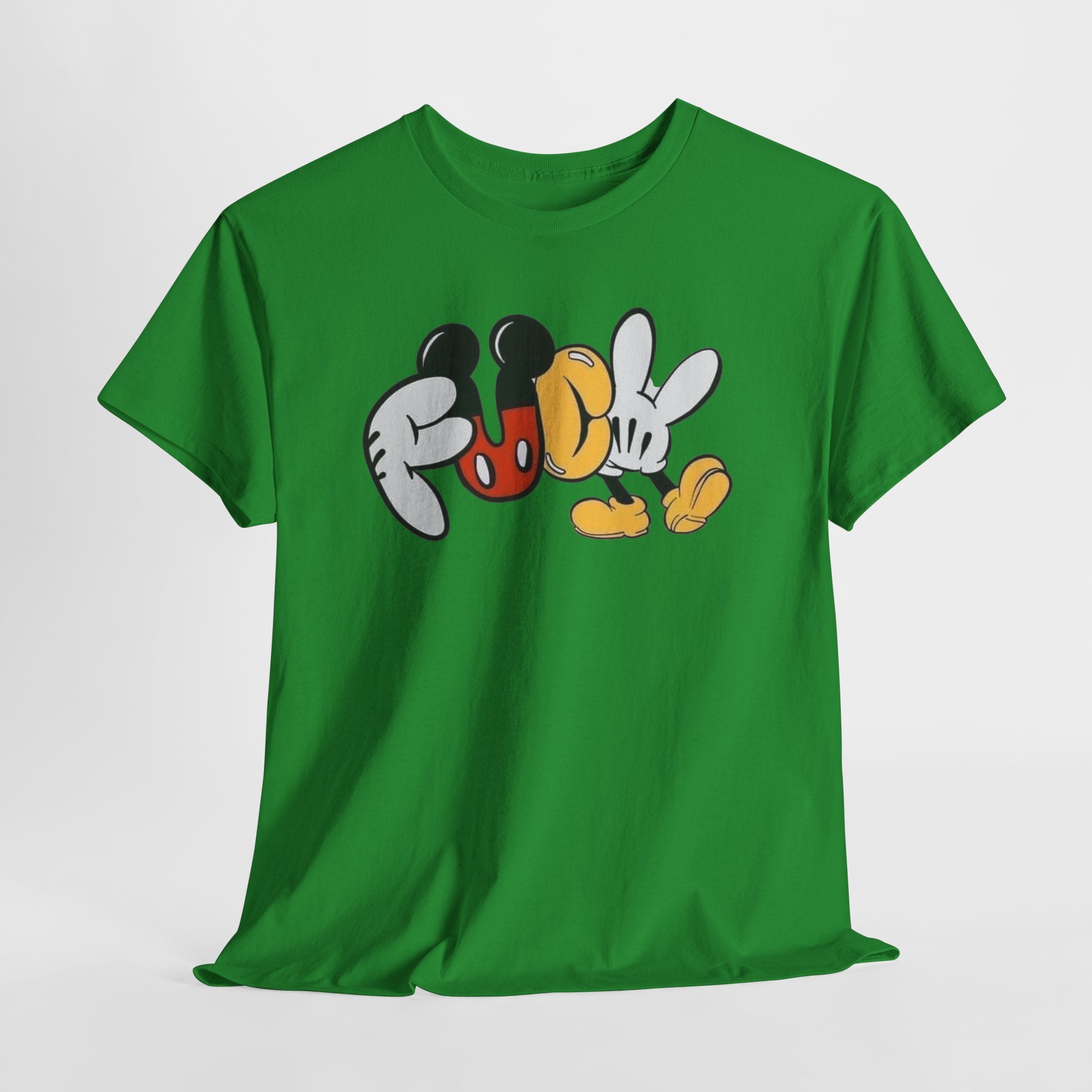 F**K Disney Graphic Tee — Playful Cartoon Hands & Shoes Design