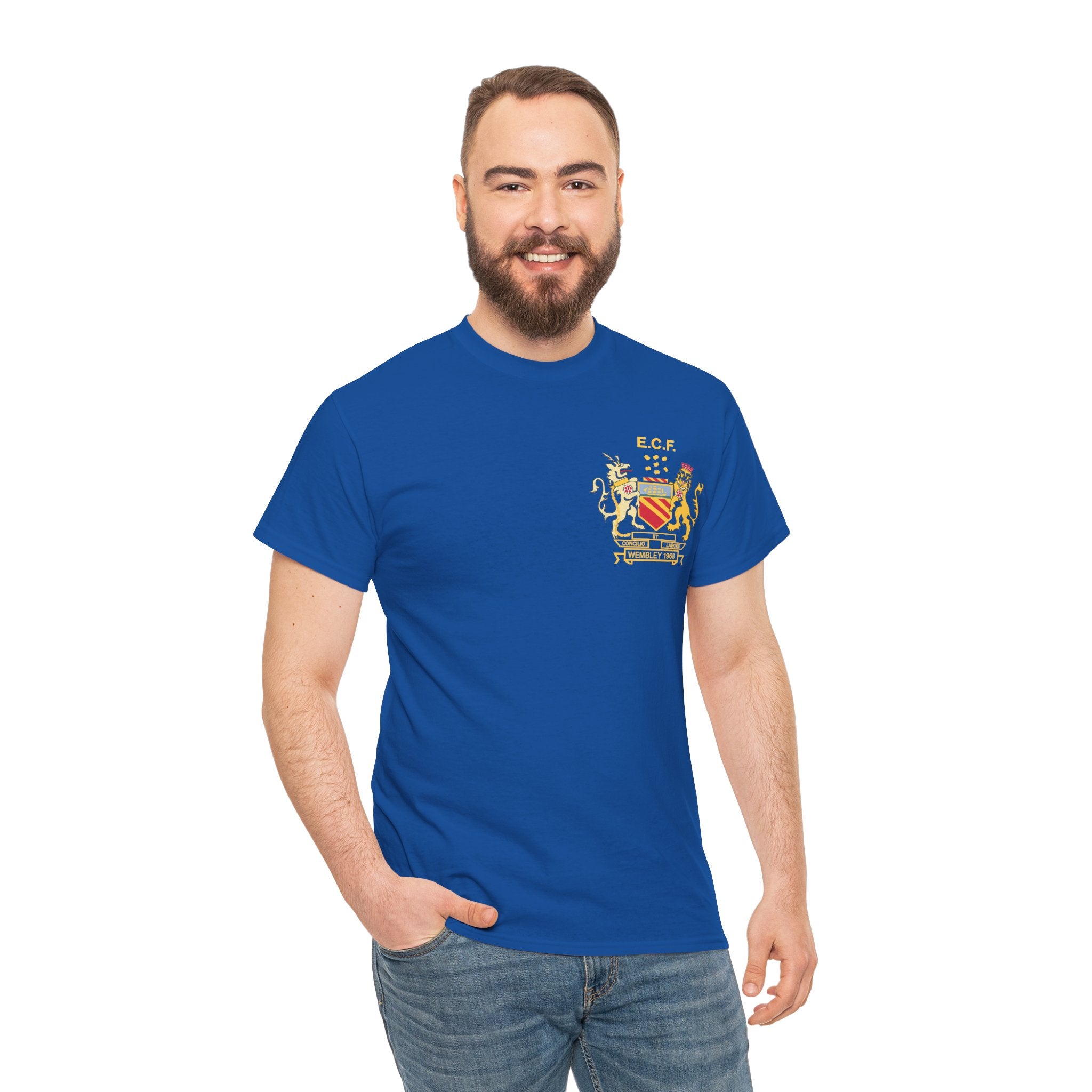 Manchester United Wembley 1968 Heraldic Crest Tee — Vintage Coat of Arms Chest Print