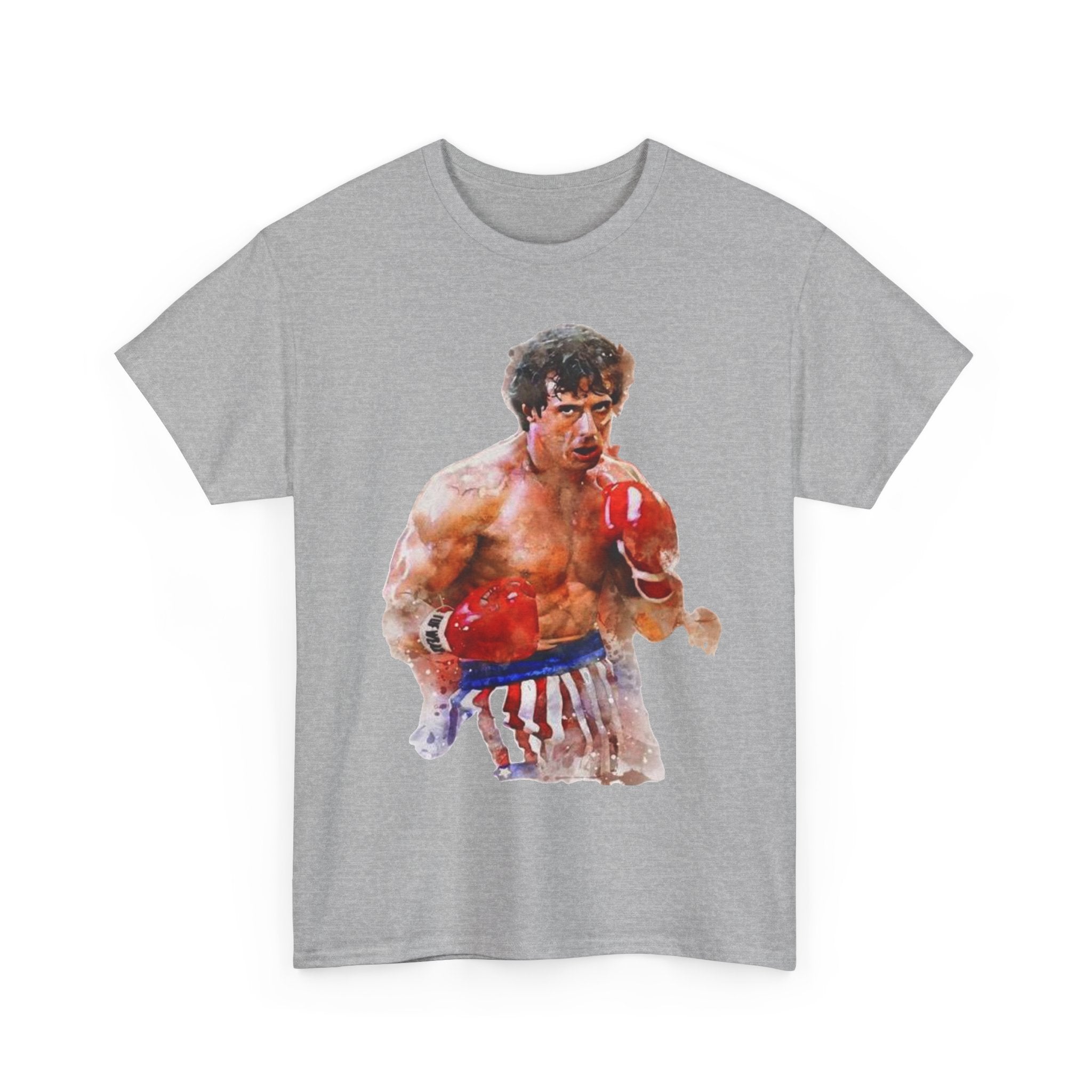 Boxer Rocky Painting T‑Shirt — Vintage American Flag Boxing Tee