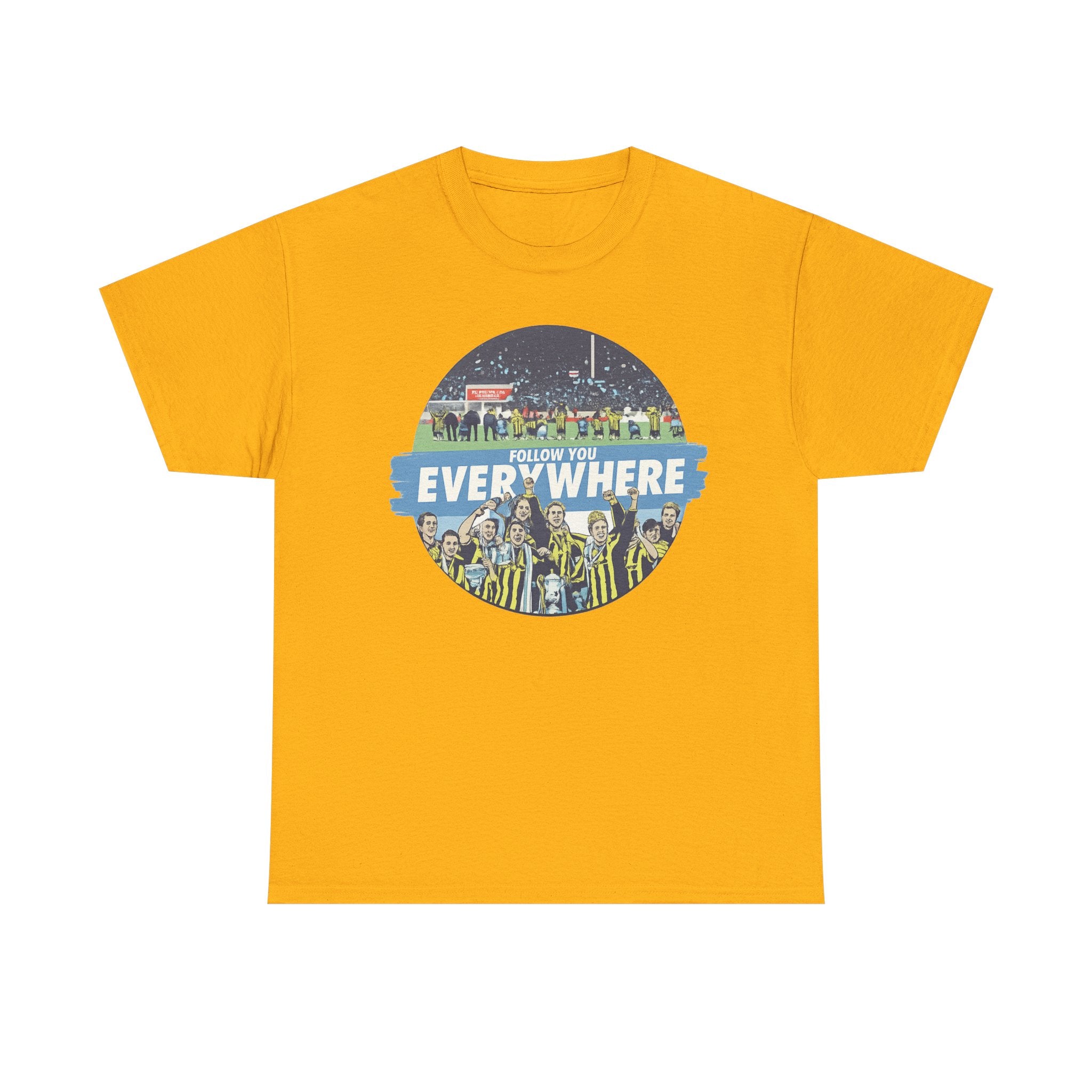Manchester City Everywhere Soccer Crowd Graphic Tee — 'Follow You Everywhere' Fan Shirt