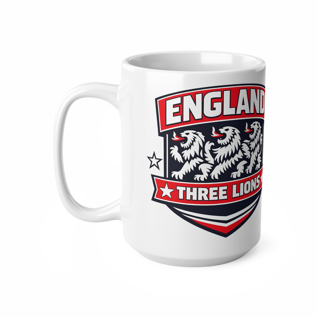 England Three Lions Ceramic Coffee Mug — 11oz & 15oz Football Fan Mug