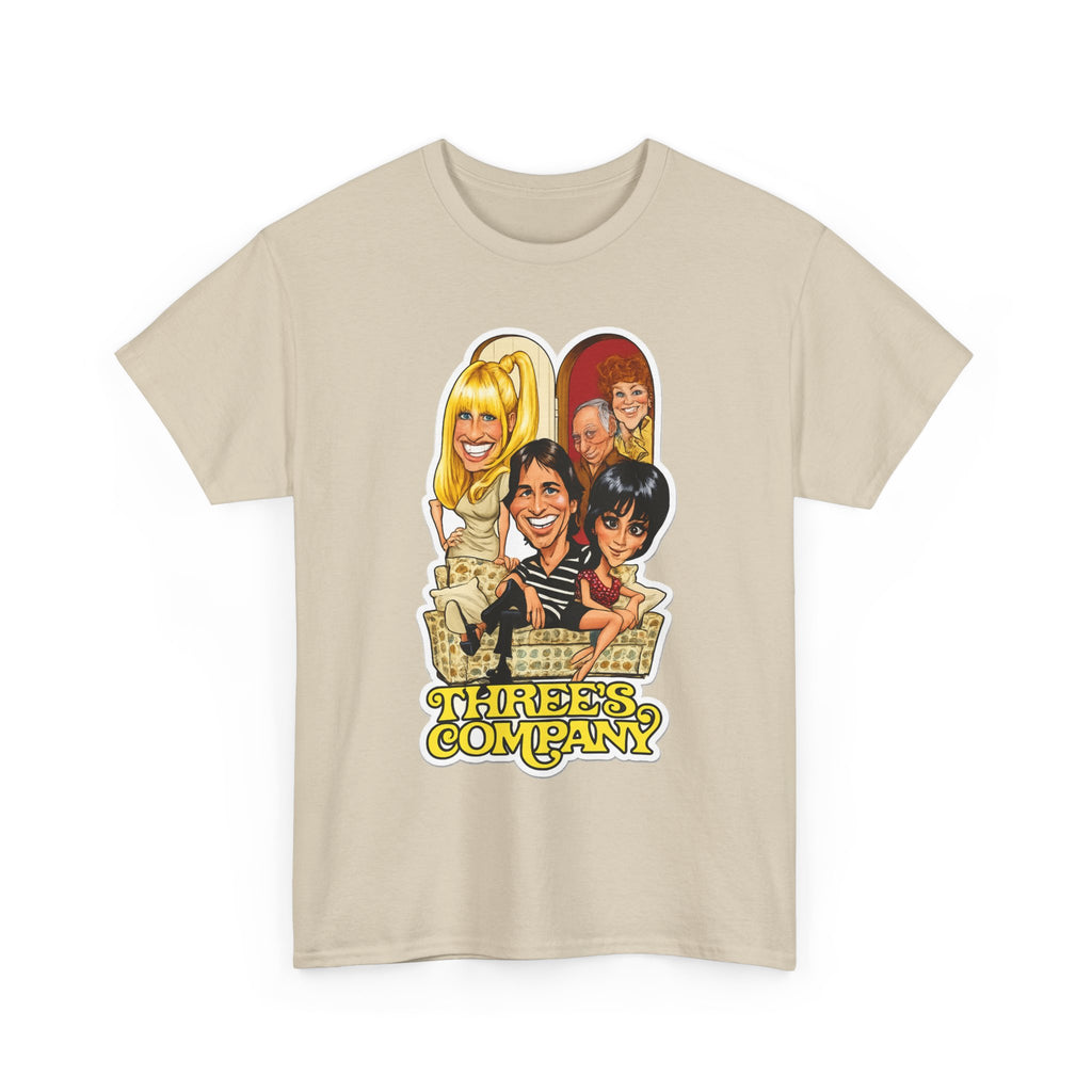 Three's Company Retro TV Tee — Vintage Sitcom Caricature T-Shirt