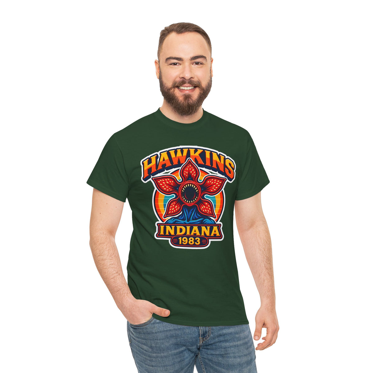 Hawkins Indiana 1983 Demogorgon Floral Cotton T-Shirt