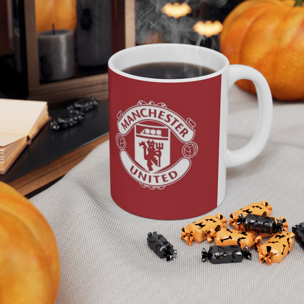 Manchester United Inspired Red Crest Ceramic Coffee Mug – 11oz & 15oz