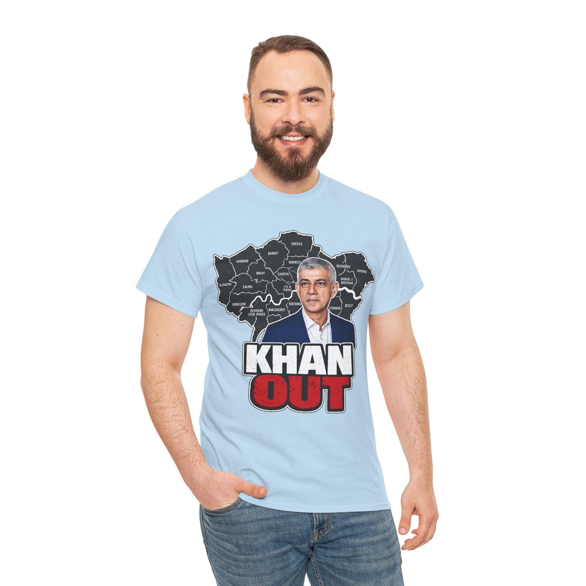 Sadiq Khan Out" Political Protest Tee with Sadiq Khan Graphic T-Shirt