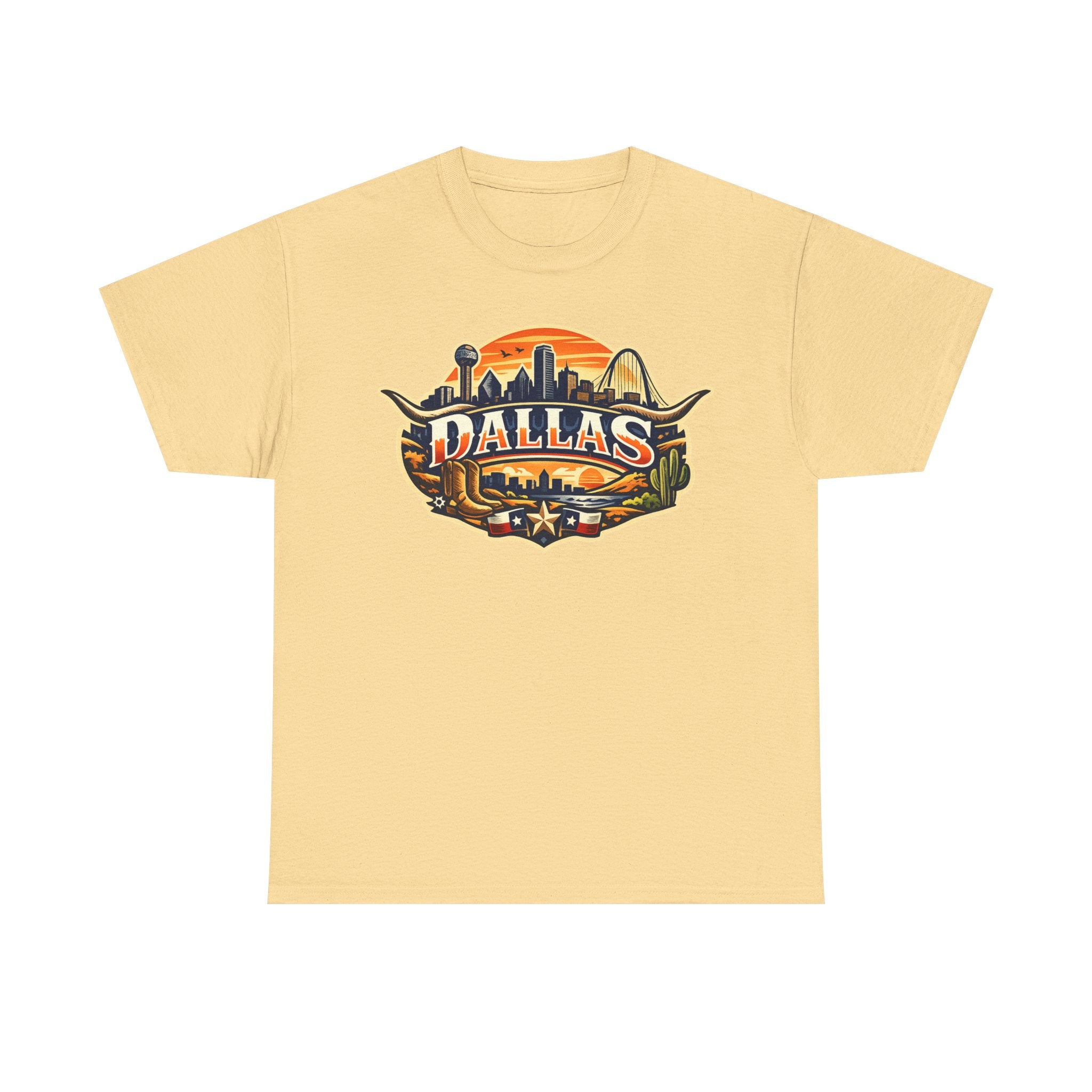 Dallas Skyline Retro Tee — Vintage Cityscape T‑Shirt with 'Dallas' Graphic