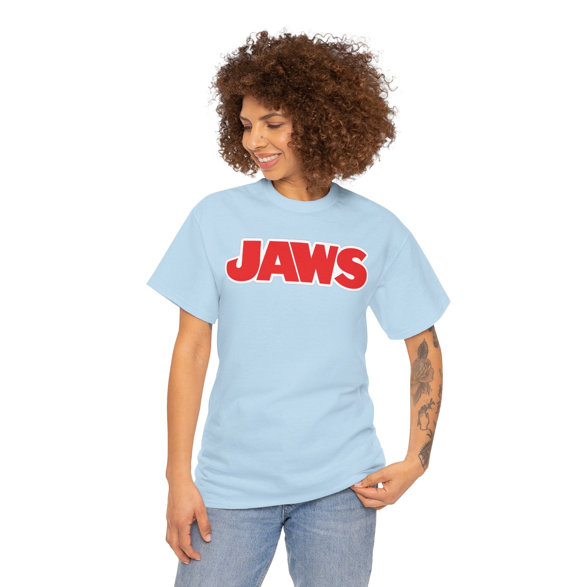 Jaws Logo Tee — Retro Red Movie Graphic T‑Shirt