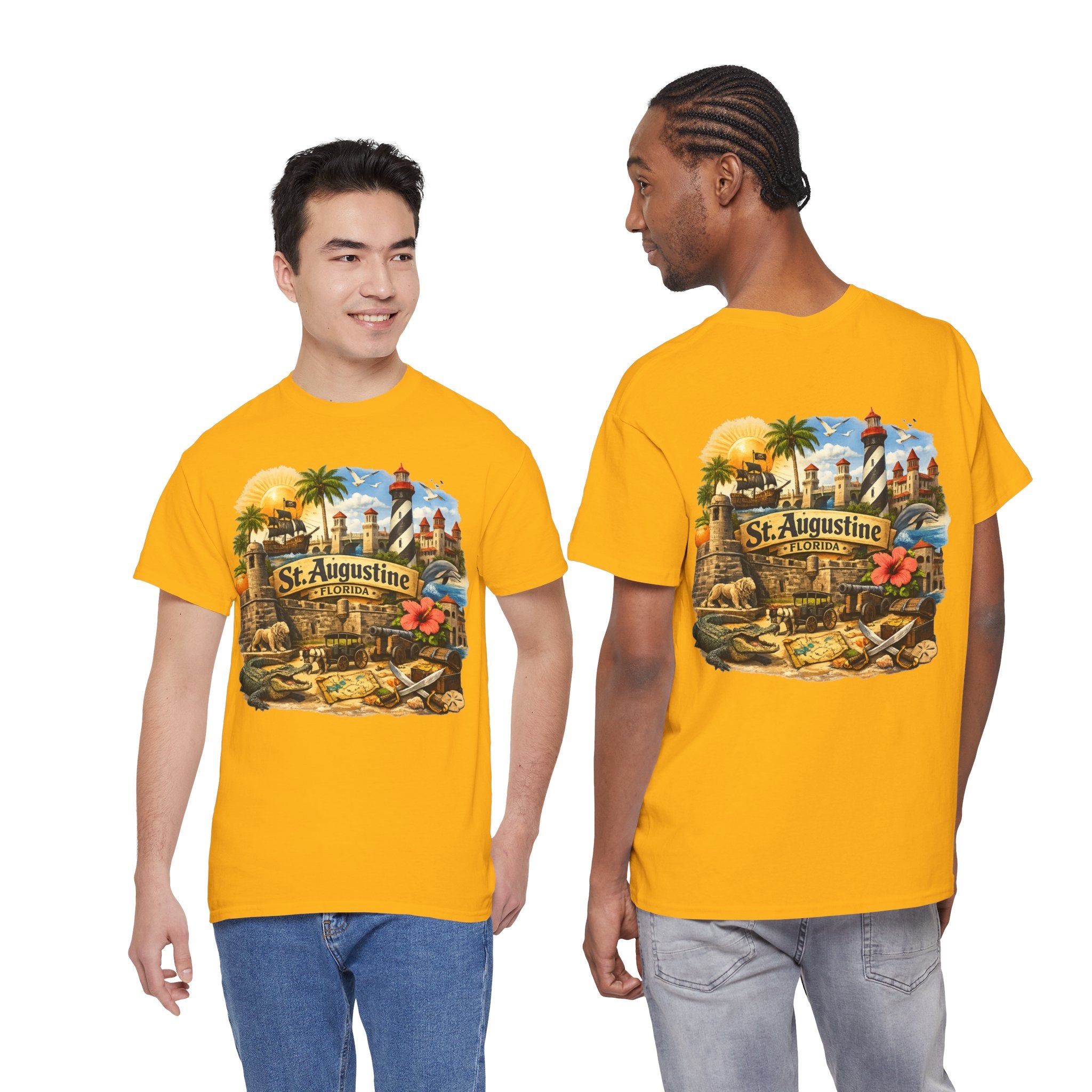 St. Augustine Florida Vintage Travel Tee — Retro Beach & Lighthouse Souvenir T-Shirt