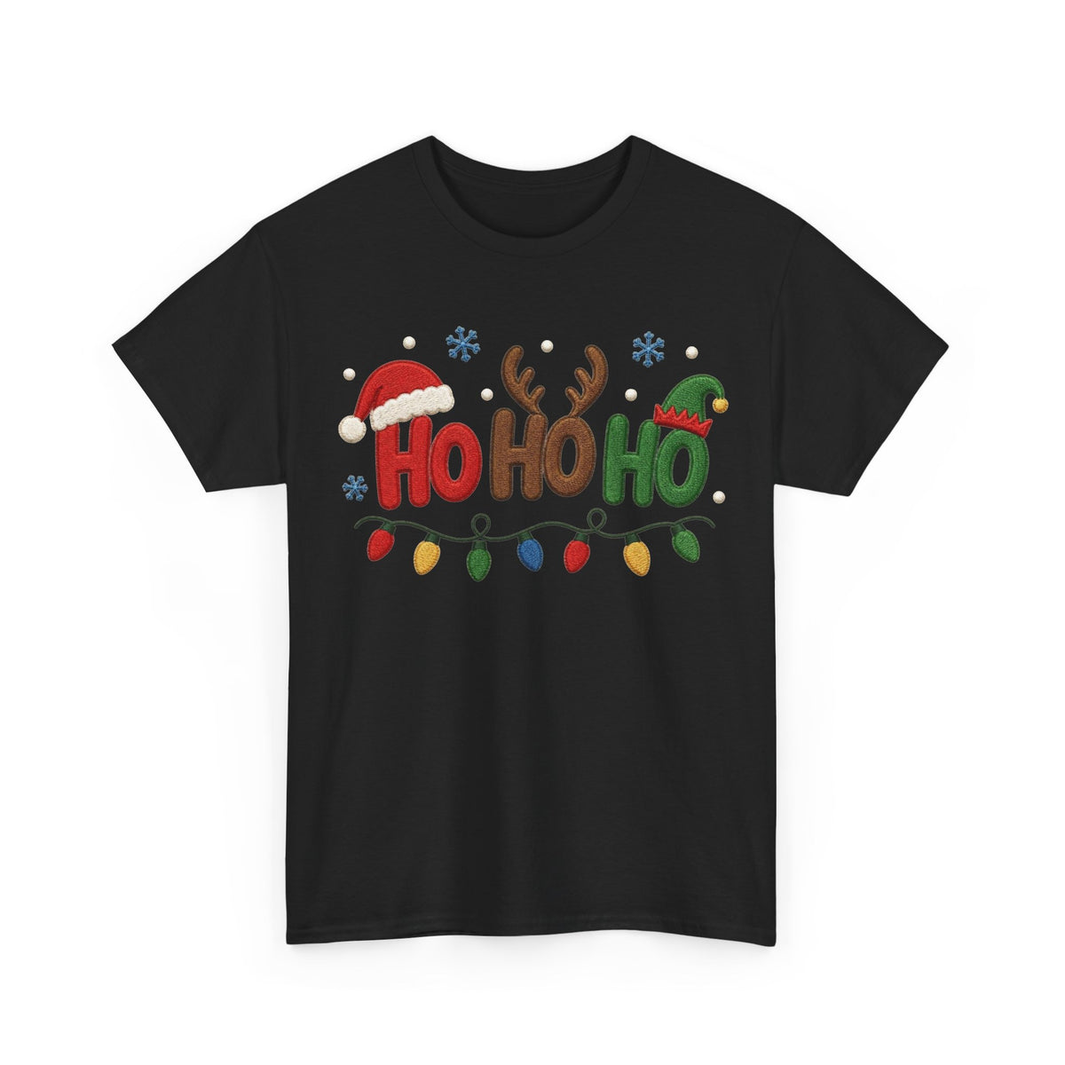 Christmas Ho Ho Ho Tee — Festive Santa, Reindeer & Lights Holiday T-Shirt