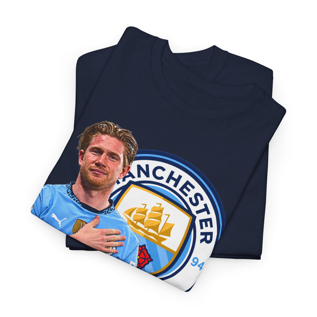 Kevin De Bruyne Manchester City Legend Cotton T-Shirt — Player Tribute Tee (Heart Badge Design)