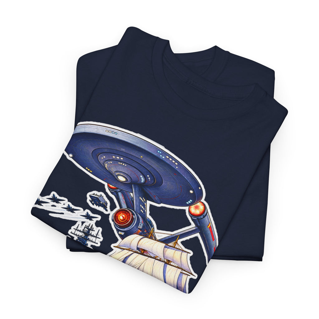 Nautical Starship Called Enterprise T-Shirt — Vintage Sailing Ship Meets Spaceship Graphic Tee