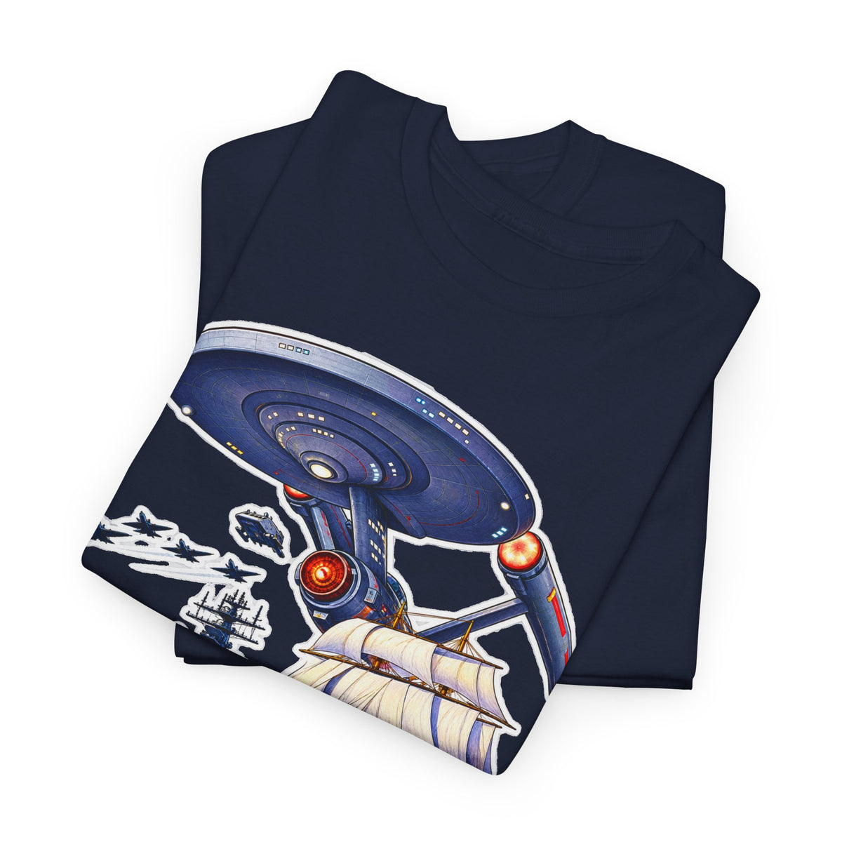 Nautical Starship Called Enterprise T-Shirt — Vintage Sailing Ship Meets Spaceship Graphic Tee