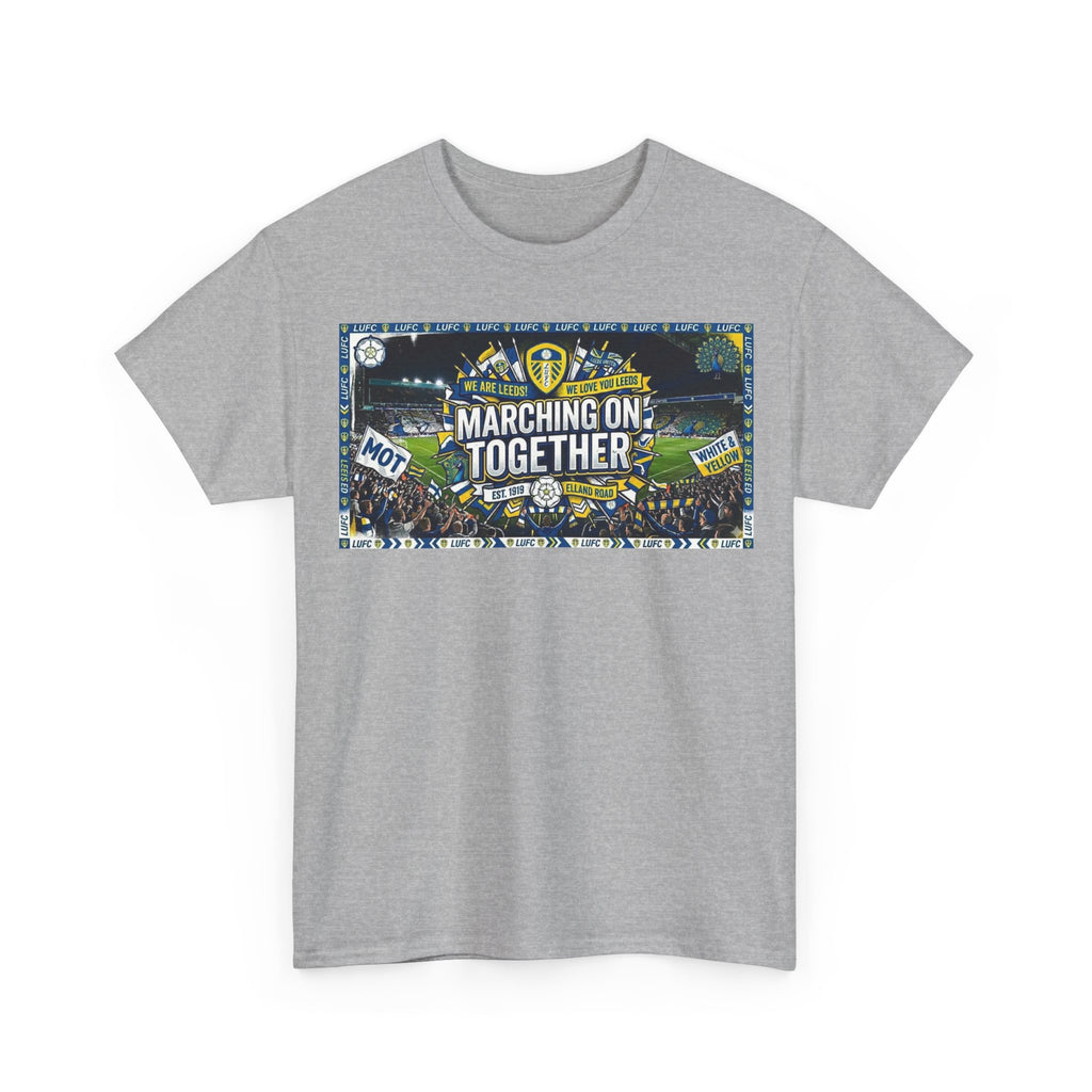 Leeds United T-Shirt — "Marching On Together" Fan Tee (Soccer Supporter Graphic)