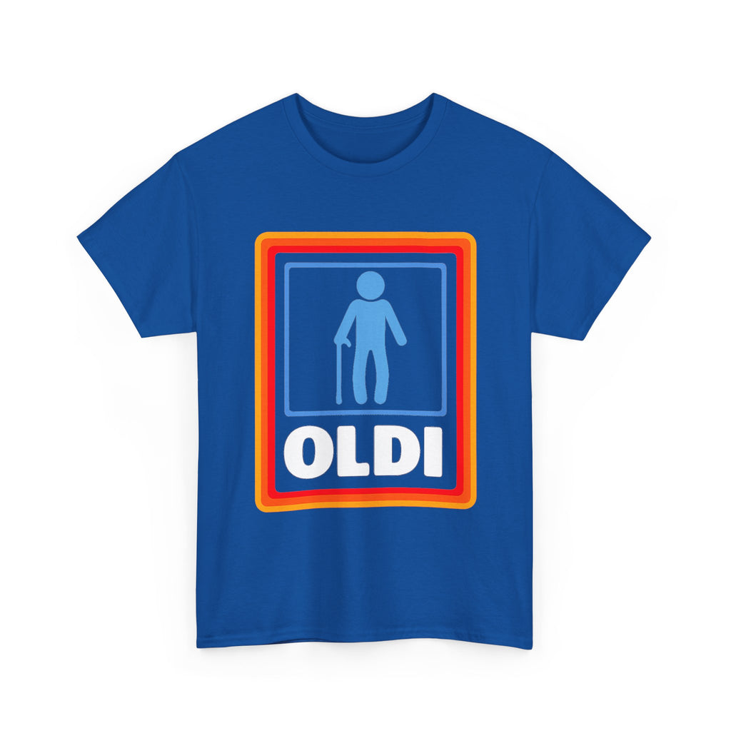 Oldi Retro Logo Tee — Funny Elderly Humour T-Shirt