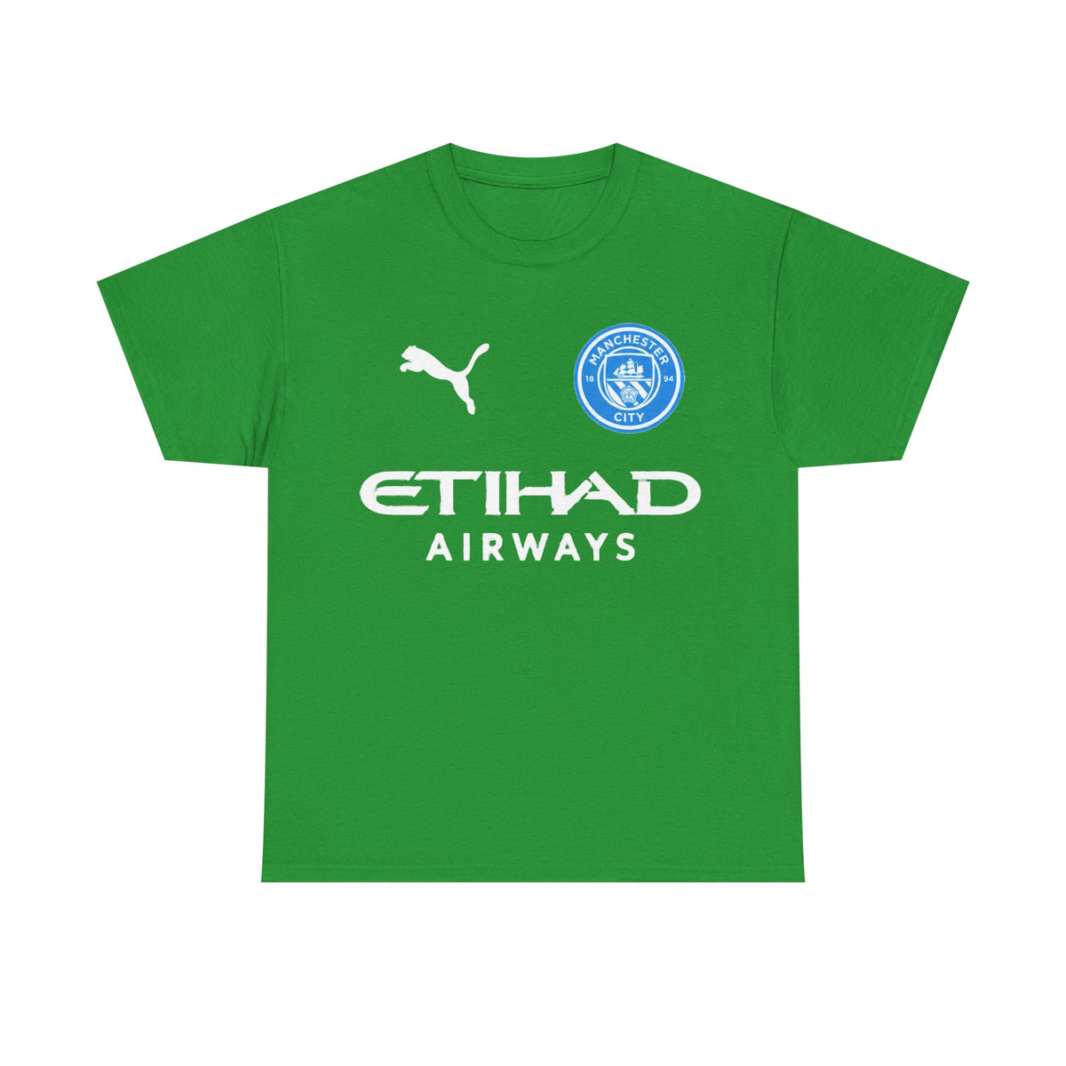 Man City Inspired Etihad Airways Logo Tee - Black Puma Style Football Shirt