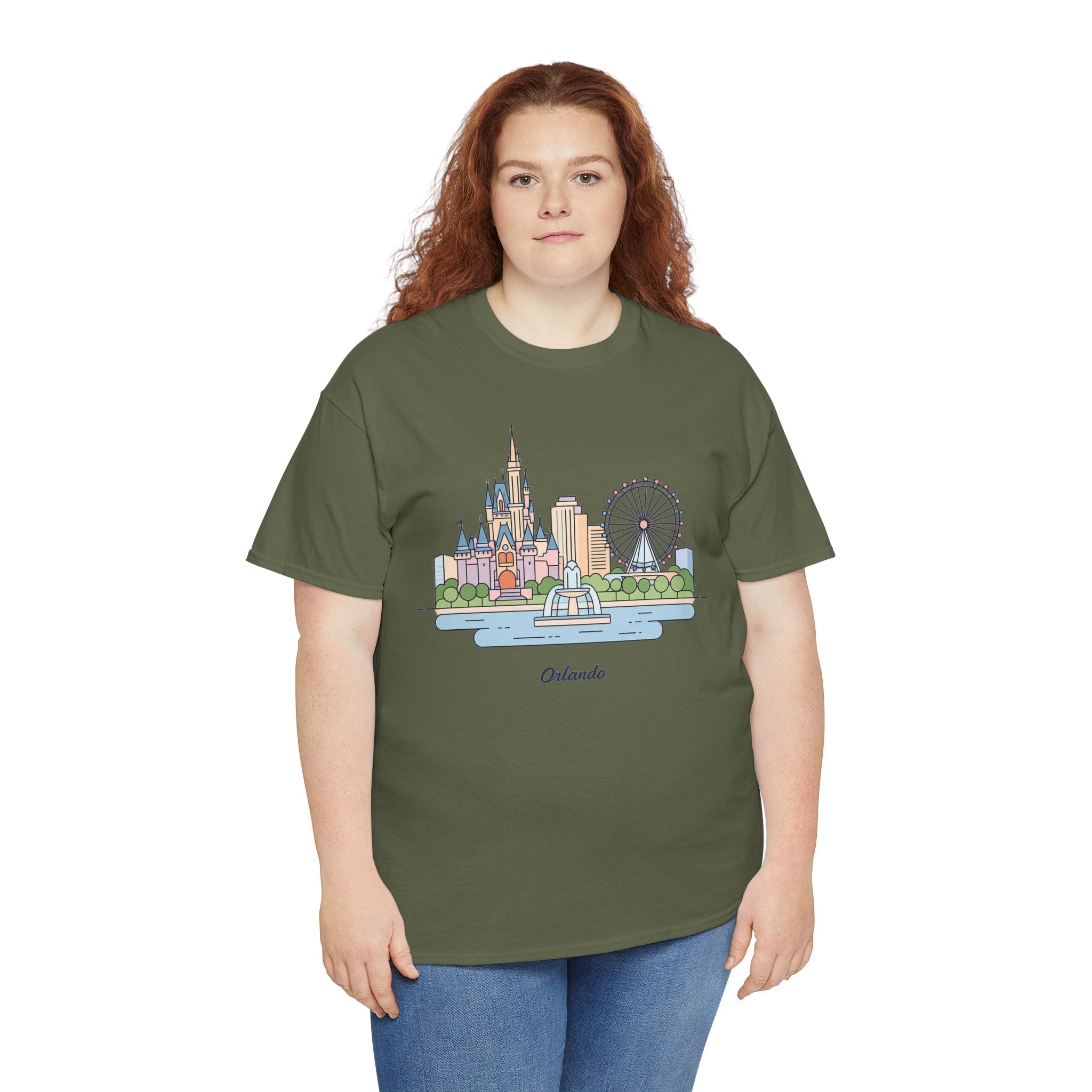 Orlando Skyline T-Shirt — Cute Cityscape Graphic Tee with 'Orlando' Text
