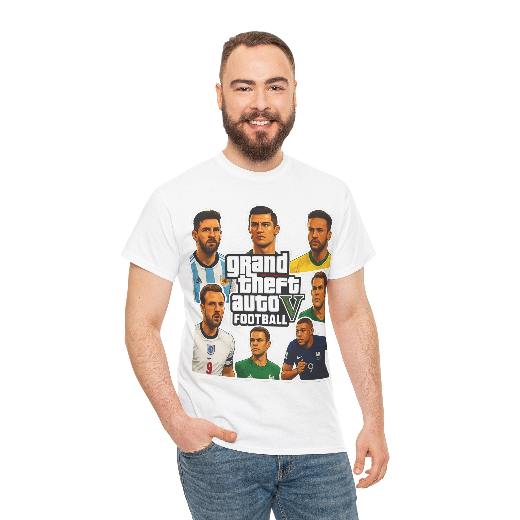 Graphic Tee — 'Grand Theft Auto V Football' Soccer Players Collage Shirt