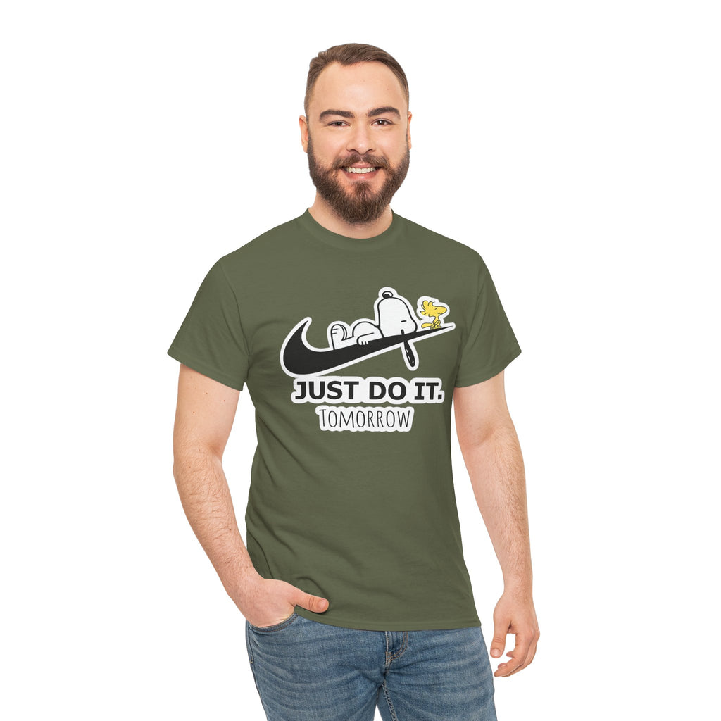 Snoopy "Just Do It Tomorrow" Graphic Cotton T-Shirt