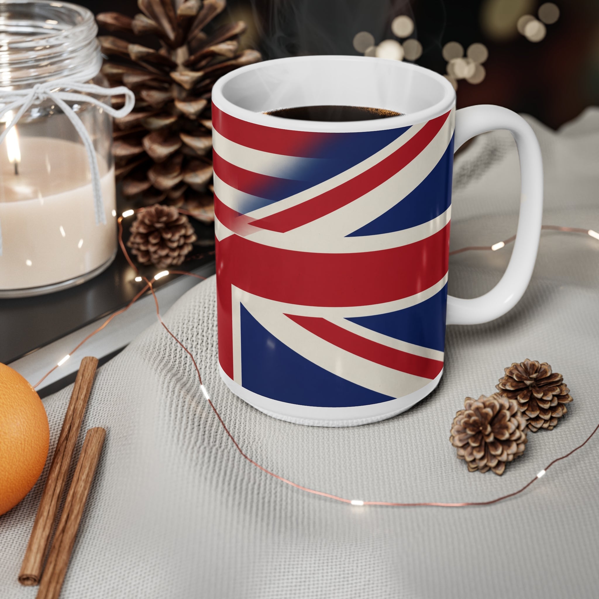 USA / UK British Flag Ceramic Coffee Mug — USA & UK Union Double-Sided 11oz/15oz