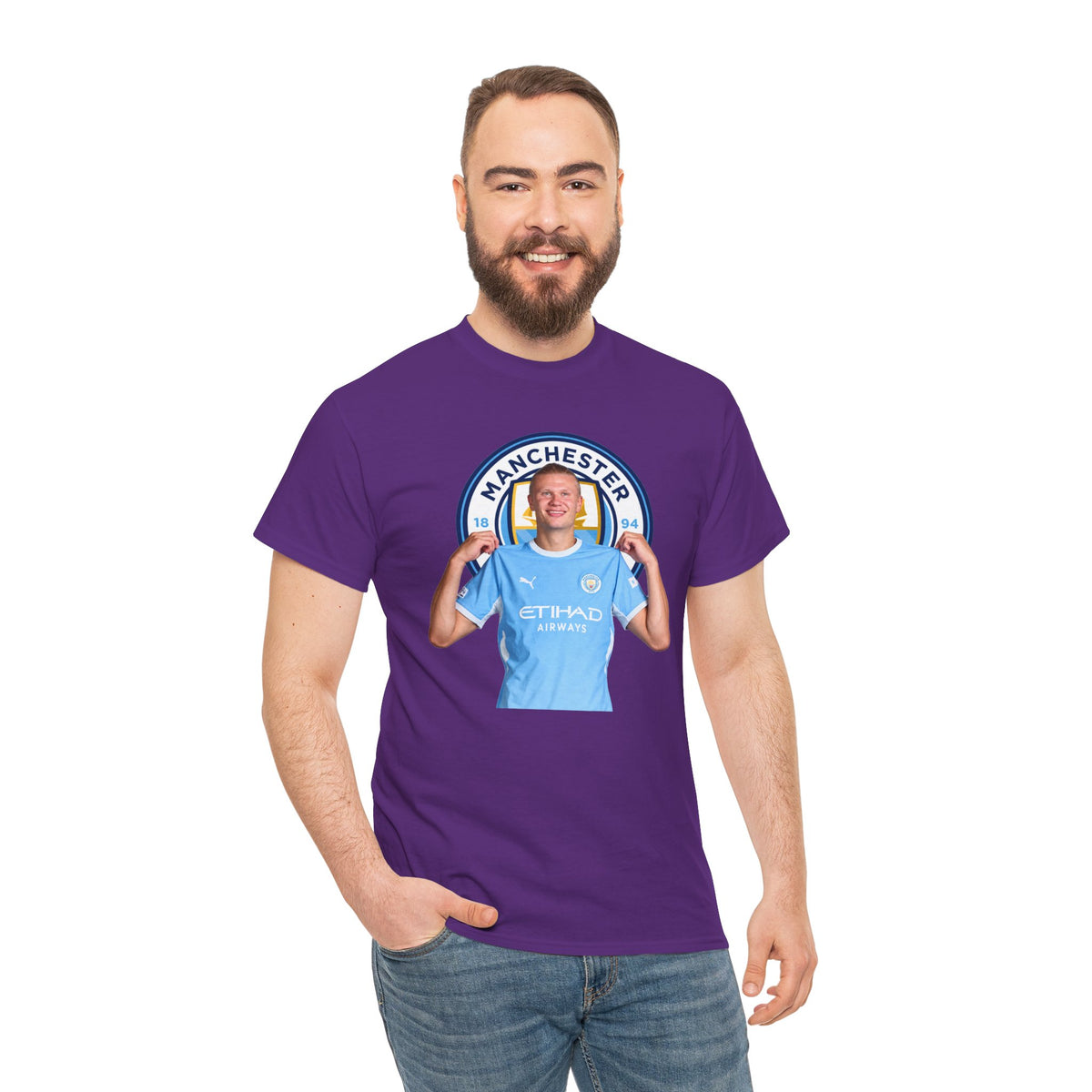 Manchester City Erling Haaland Inspired Cotton T-Shirt Tee — Player Celebratory Graphic T-Shirt