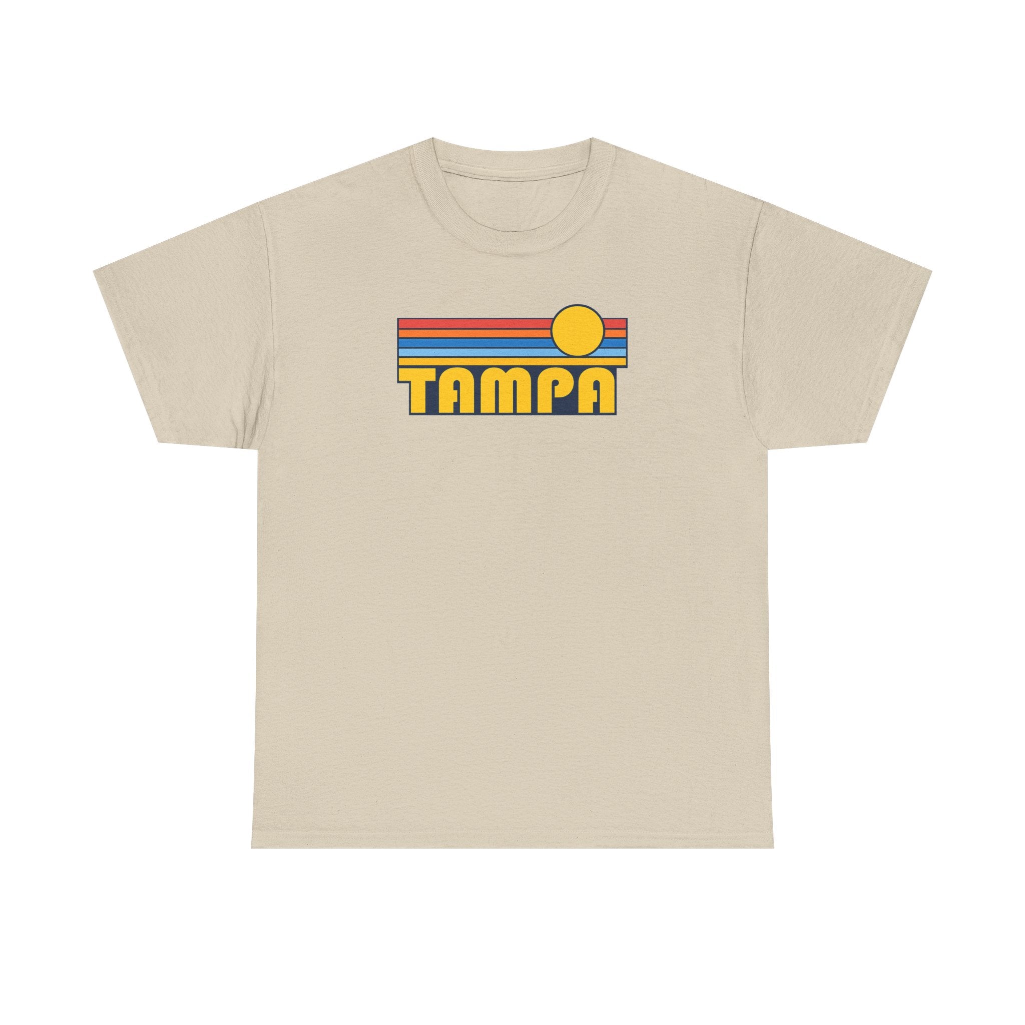 Tampa Retro Sunset T-Shirt — Vintage 70s Striped Beach Tee