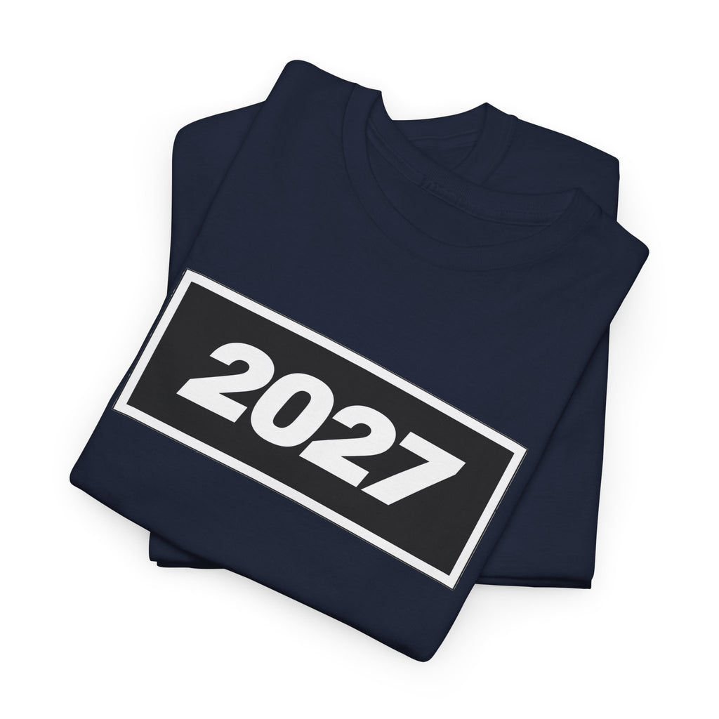 Oasis Inspired 2027 Graphic Tee — Minimal Year Rectangle T‑Shirt for New Year Celebrations