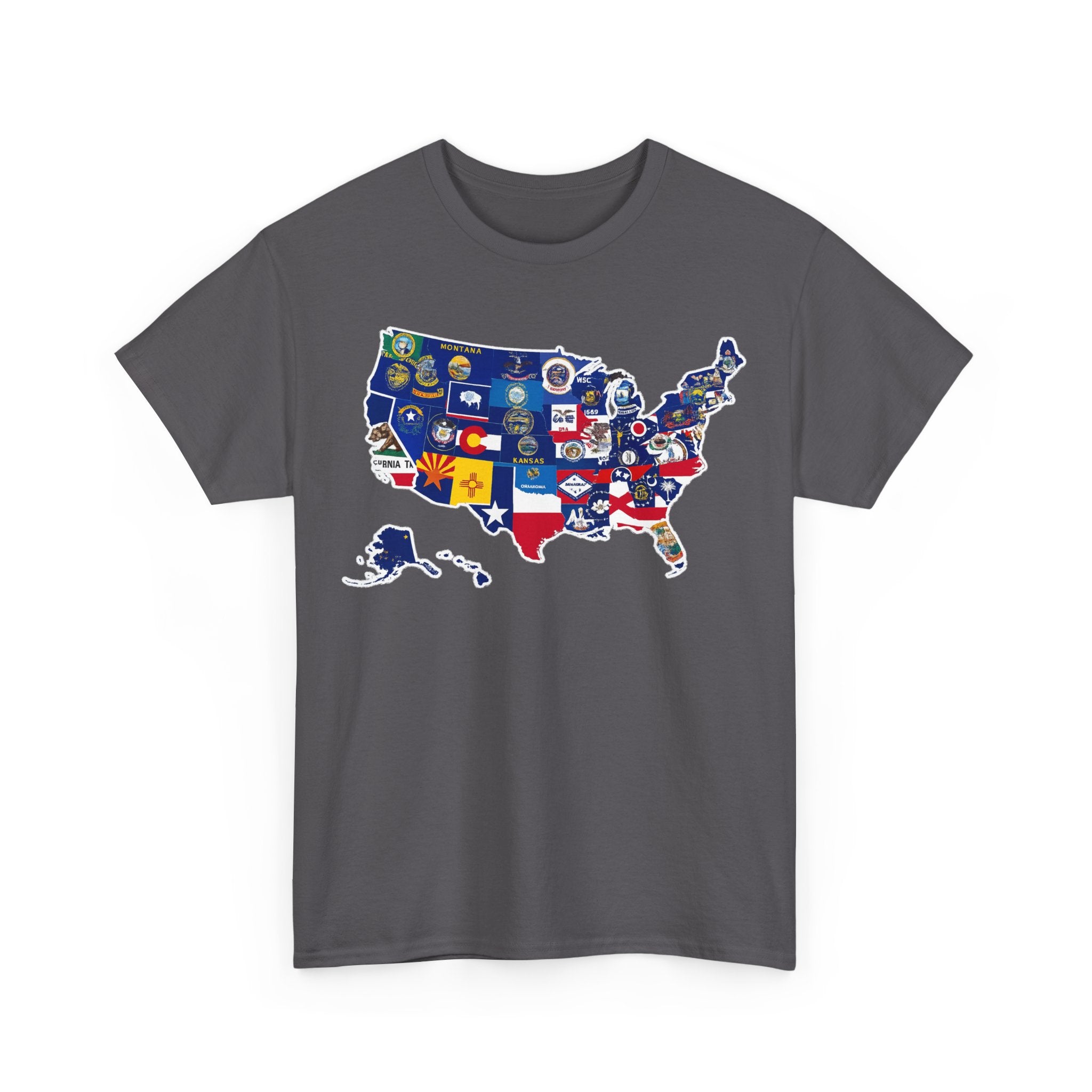 USA Map Flag T-Shirt — United States State Flag Map Tee