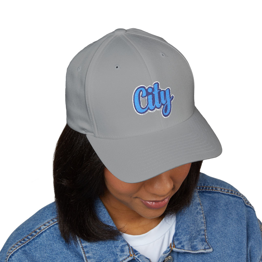 Embroidered "City" Script Closed-Back Baseball Cap