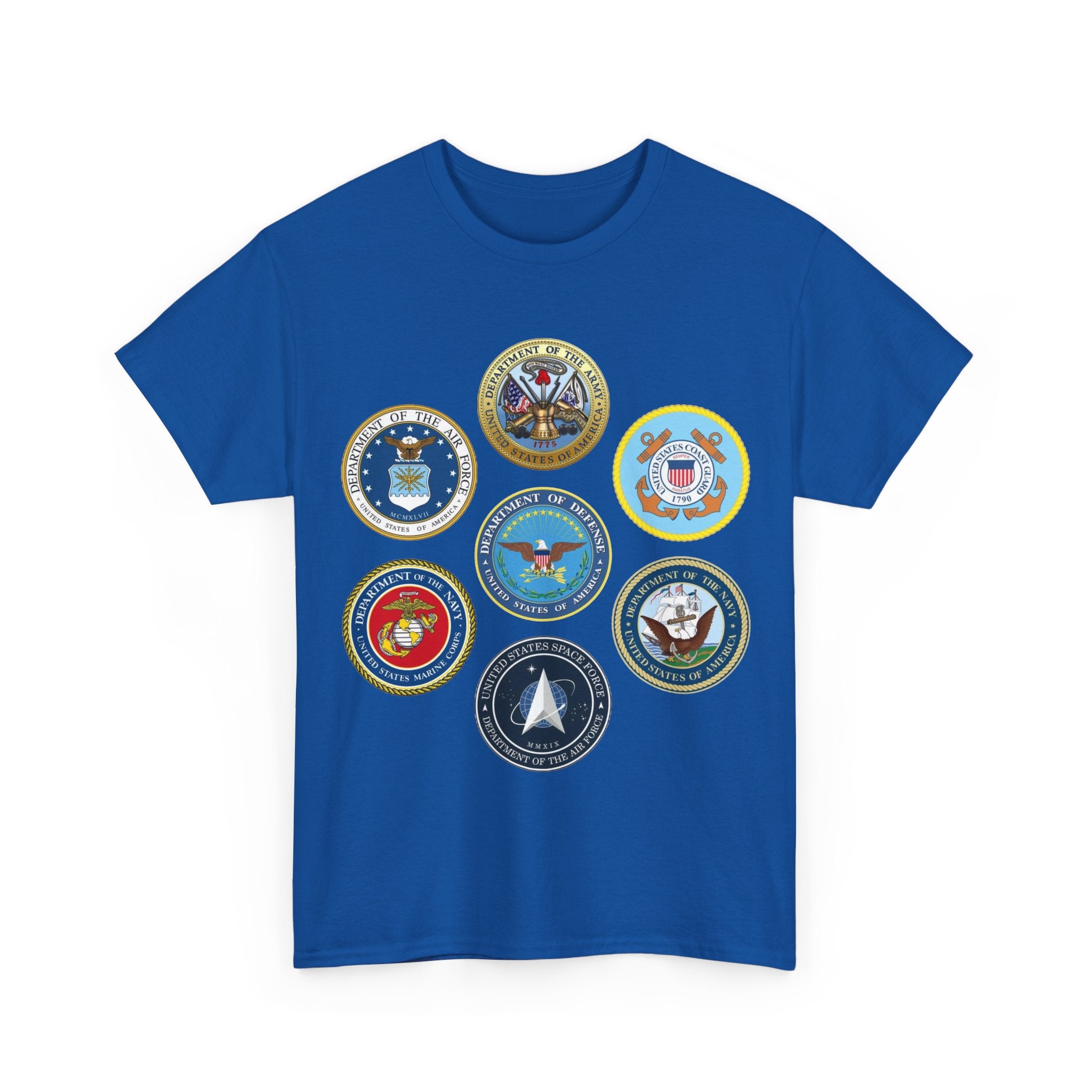Military Branch Seals T-Shirt — Vintage US Armed Forces Emblems Tee