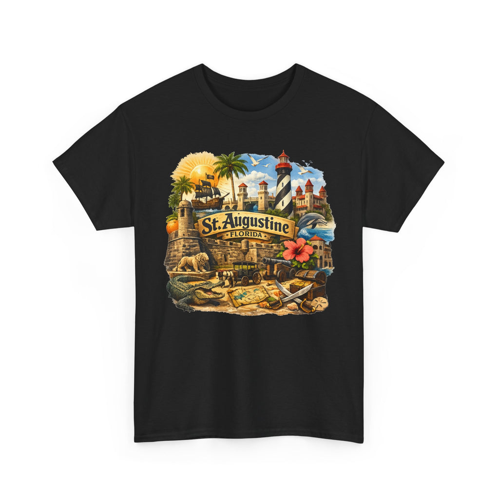 St. Augustine Florida Vintage Travel Tee — Retro Beach & Lighthouse Souvenir T-Shirt