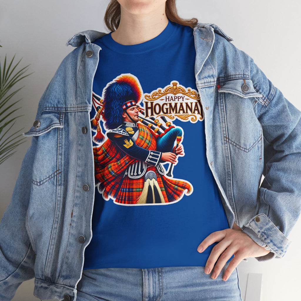 Hogmanay Bagpiper T‑Shirt — Happy Hogmanay Scottish New Year Tee