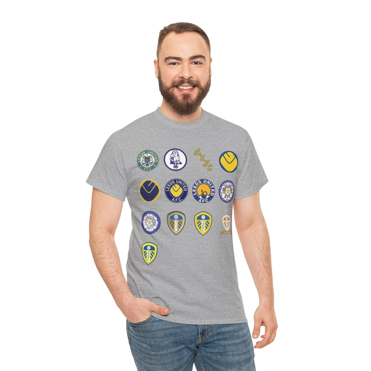Leeds United Retro Crest Cotton T-Shirt — Vintage Football Club Emblem Tee