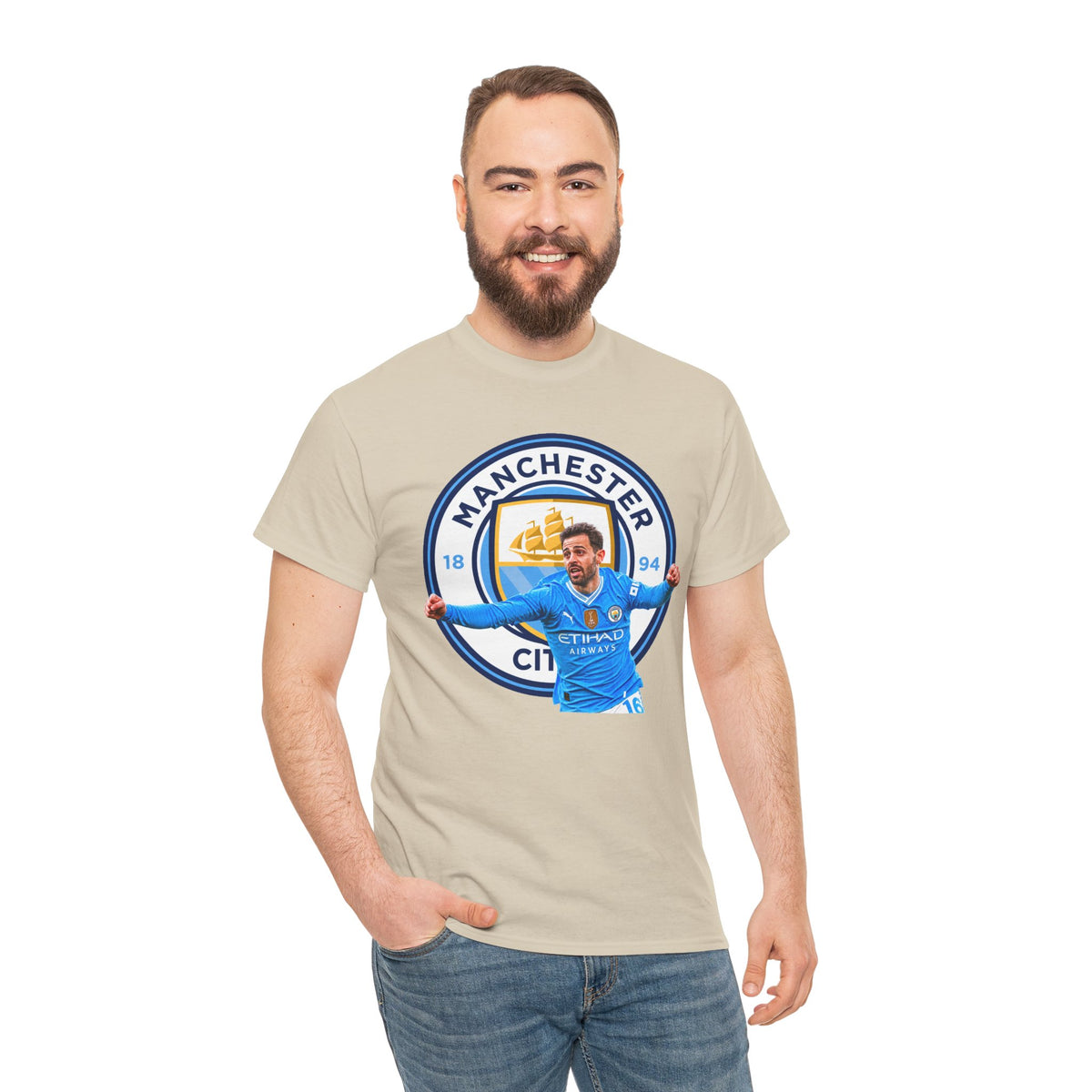 Bernardo SIlva Manchester City legend Cotton T‑Shirt — Blue Crest Football Tee