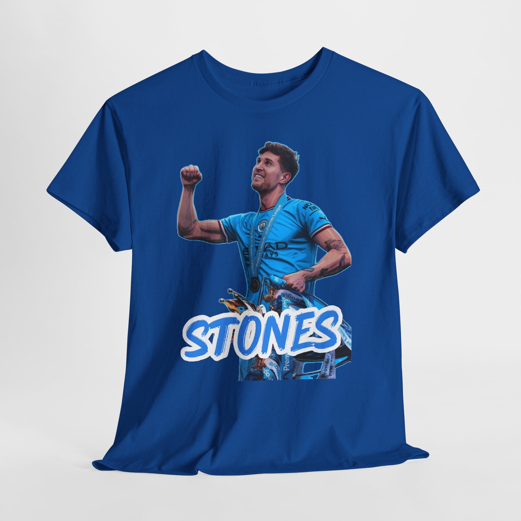 John Stones Manchester City Soccer Fan Tee — Blue Player Graphic T-Shirt