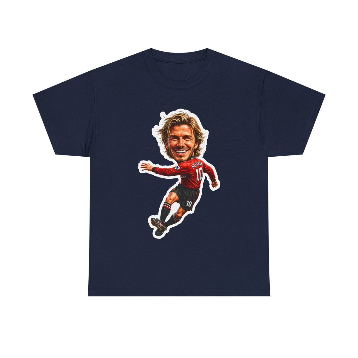 Beckham Caricature Cotton T-Shirt — Retro Football Player Graphic Tee