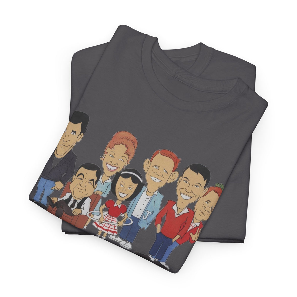Happy Days Retro TV Cast Cartoon Tee - Vintage Sitcom Character Group Shirt