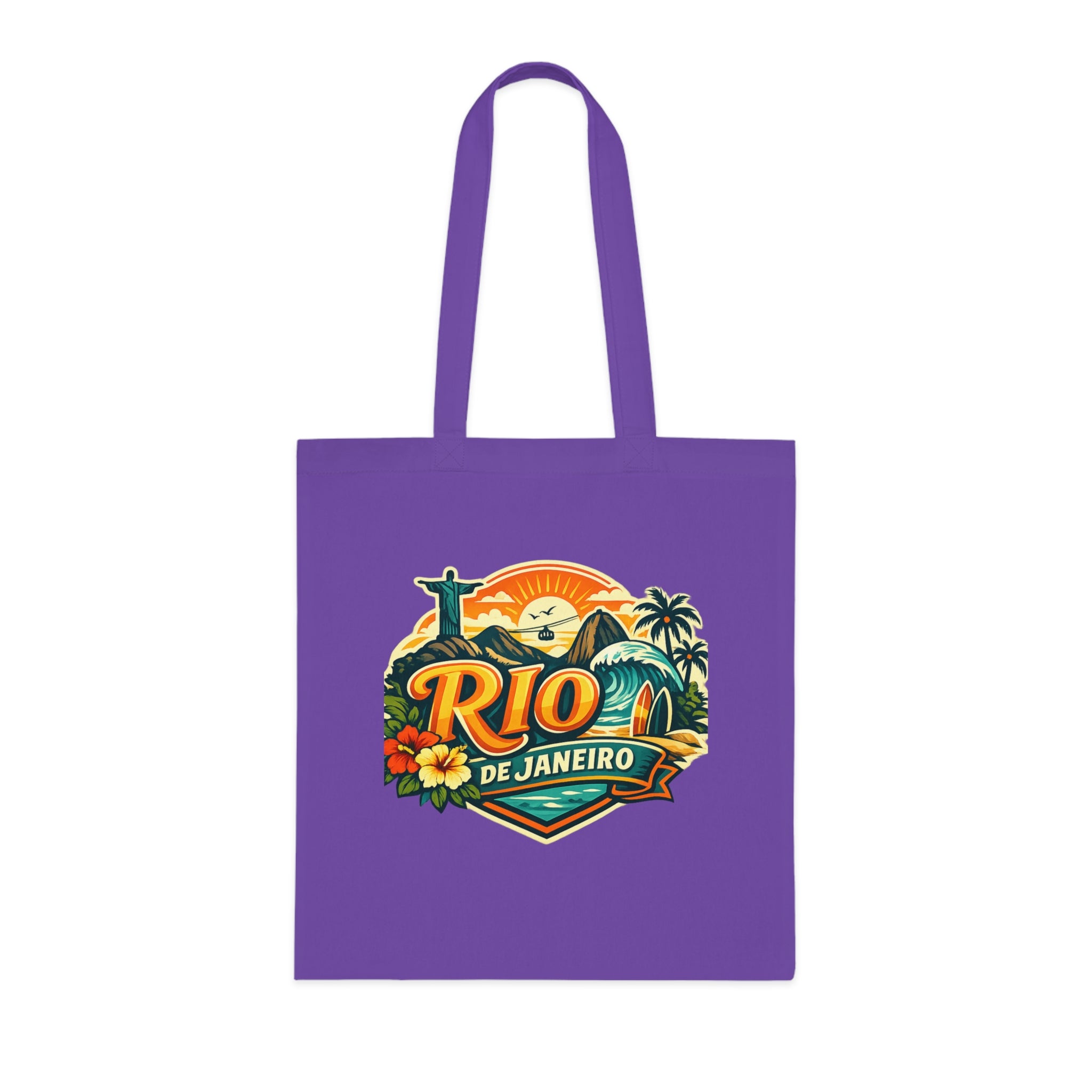 Rio de Janeiro / West Palm Beach Beach Tote — Retro Tropical Cotton Tote Bag