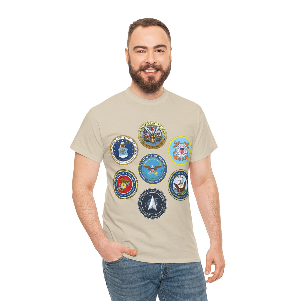 Military Branch Seals T-Shirt — Vintage US Armed Forces Emblems Tee