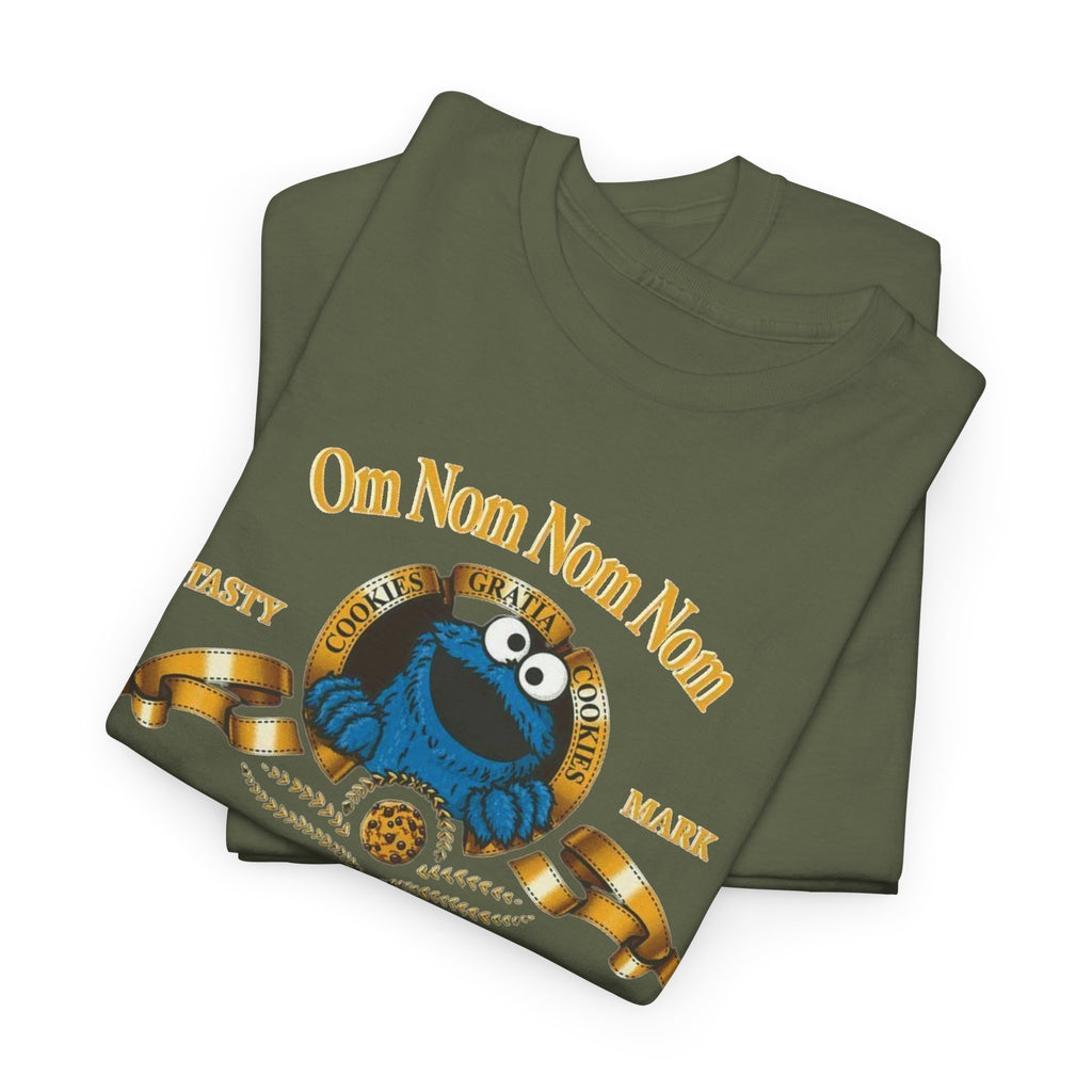 Cookie Monster "Om Nom Nom Nom" Vintage Badge Cotton T‑Shirt