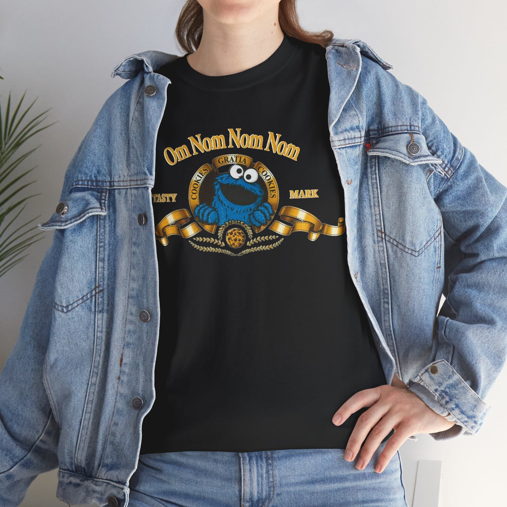 Cookie Monster "Om Nom Nom Nom" Vintage Badge Cotton T‑Shirt