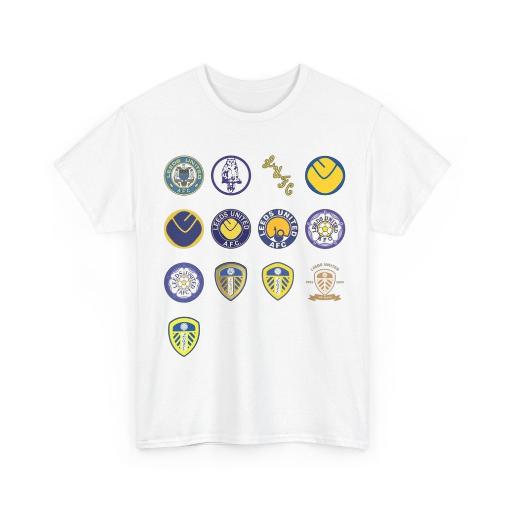 Leeds United Retro Crest Cotton T-Shirt — Vintage Football Club Emblem Tee