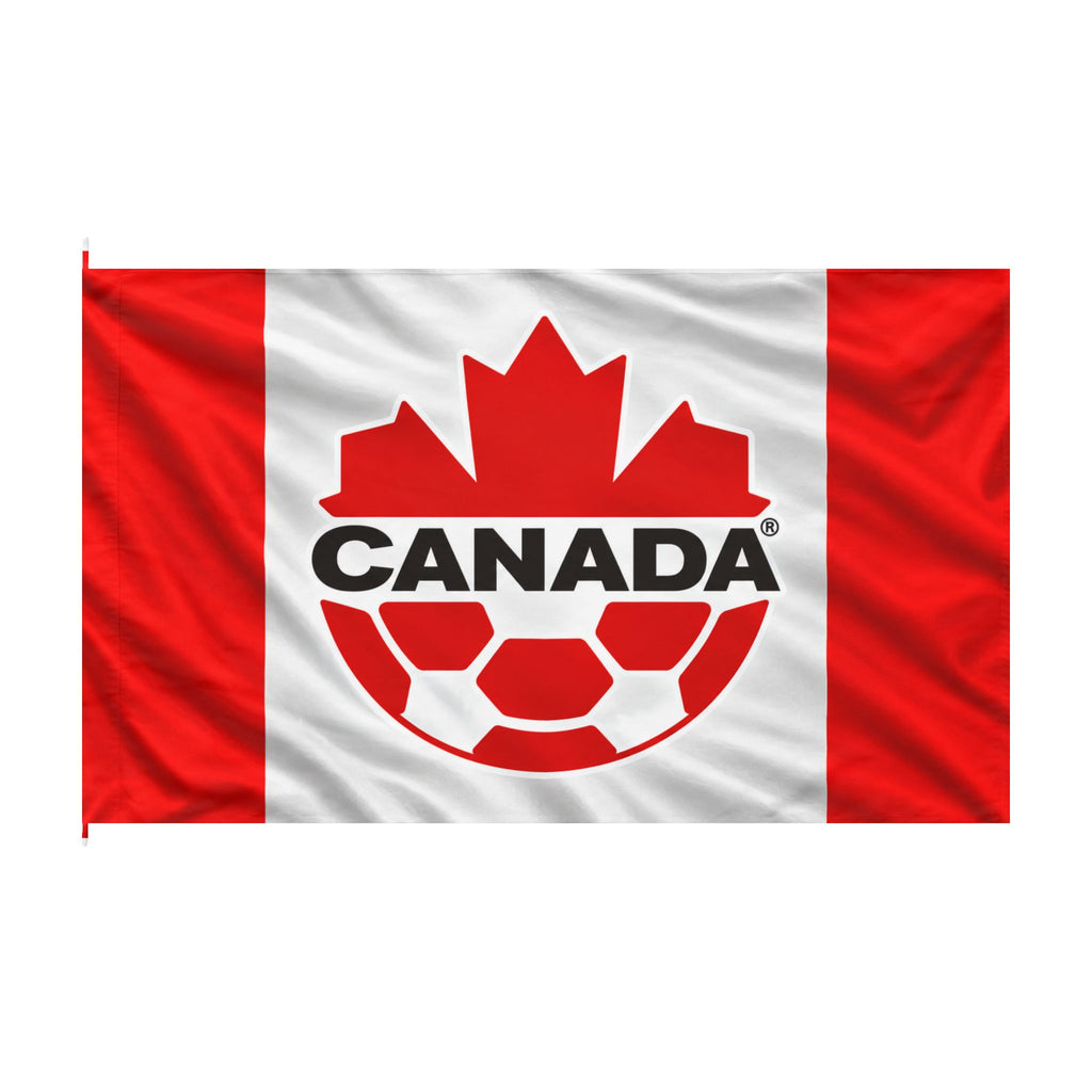 Canada Soccer Flag — Double-Sided Canadian Maple Leaf & Soccer Ball Banner